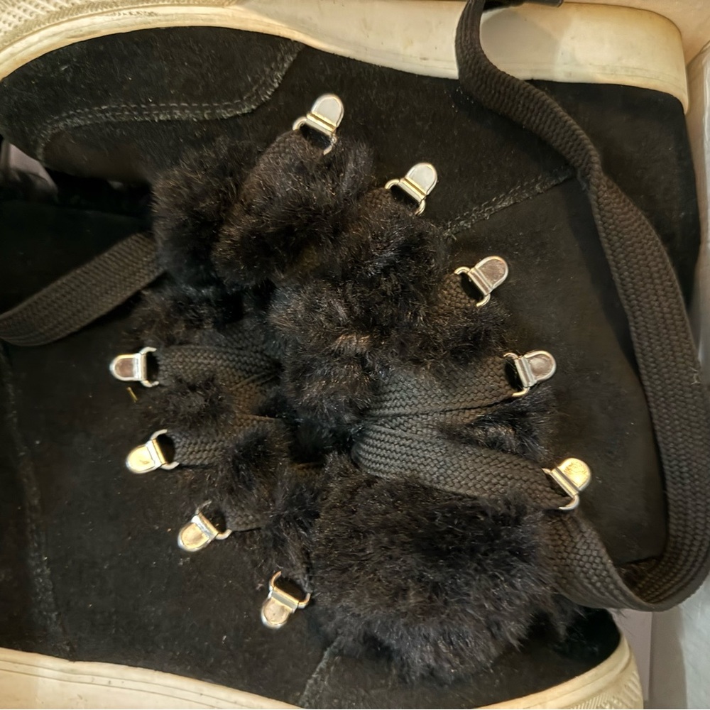Steve Madden Black Sneakers with Fur Detail